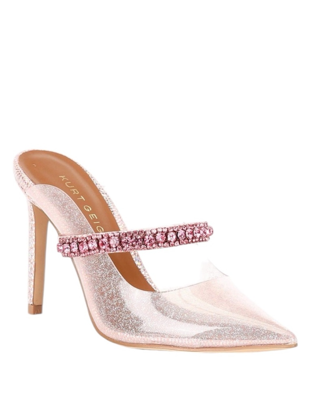 Kurt Geiger London Duke Jewel Strap Sparkle Clear Mule